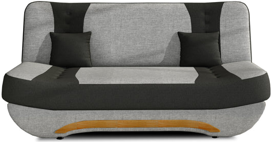 Wersalka Ewa II – widok z przodu, Sawana 21 szary z wstawkami Sawana 14 czarny