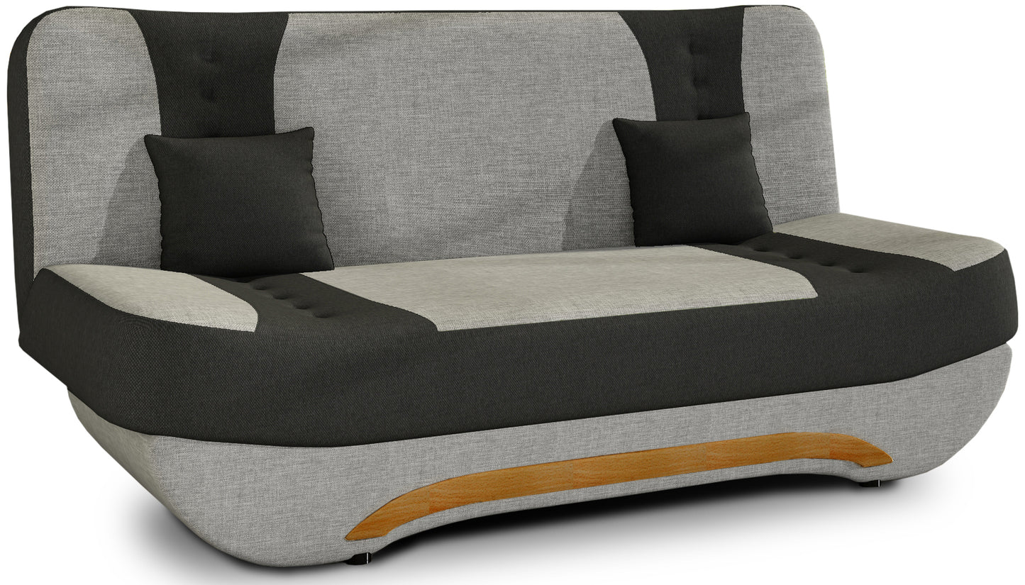 Wersalka Ewa II – ujęcie z góry, kontrast Sawana 21 szary / Sawana 14 czarny