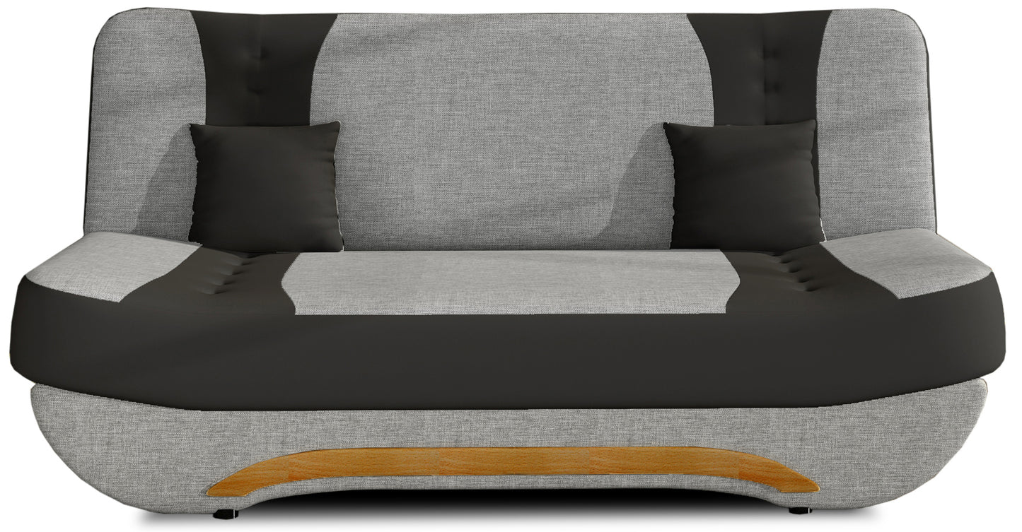 Wersalka Ewa II – ujęcie frontowe, Sawana 21 szary / Soft 11 czarny