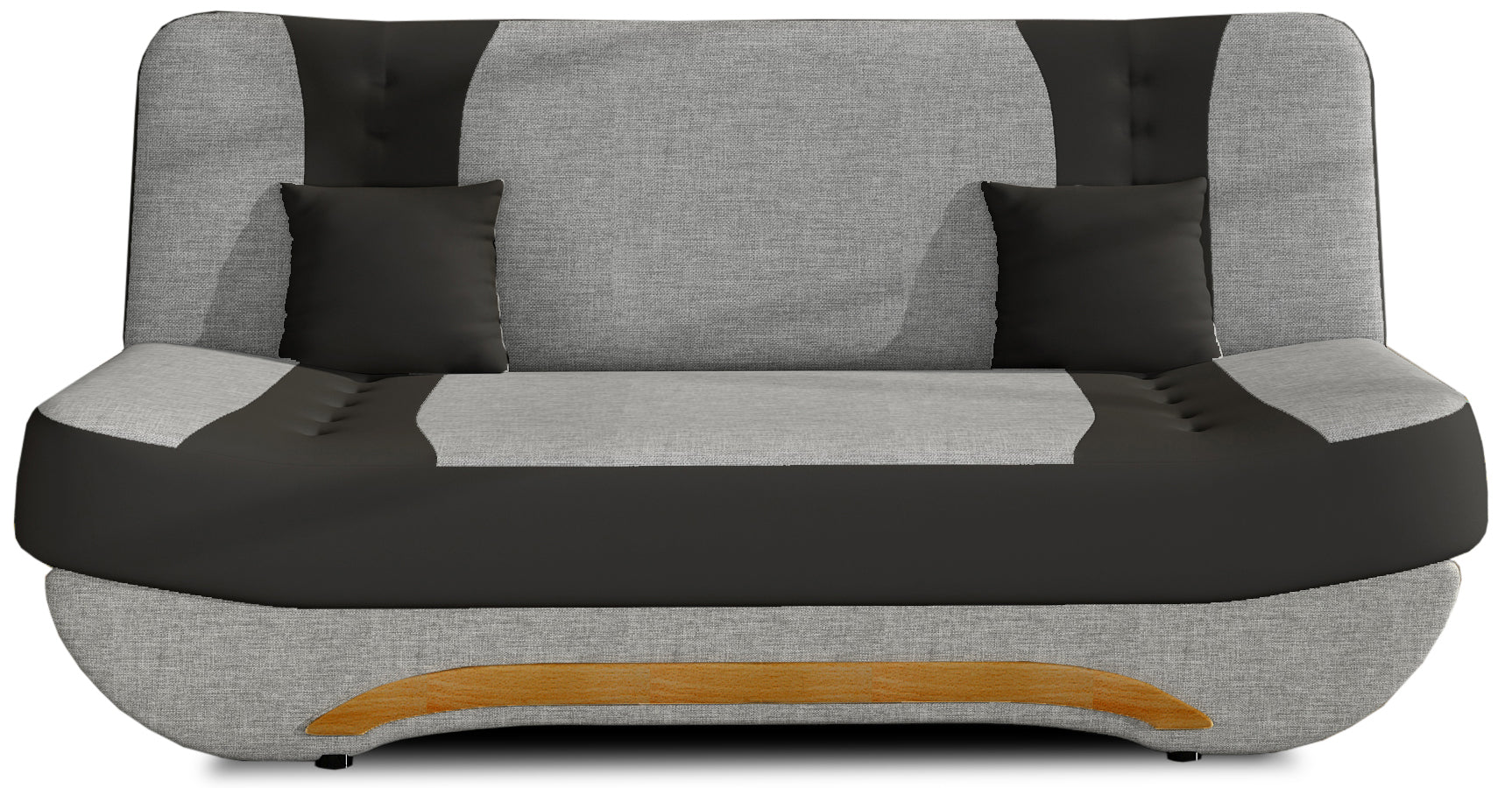 Wersalka Ewa II – ujęcie frontowe, Sawana 21 szary / Soft 11 czarny