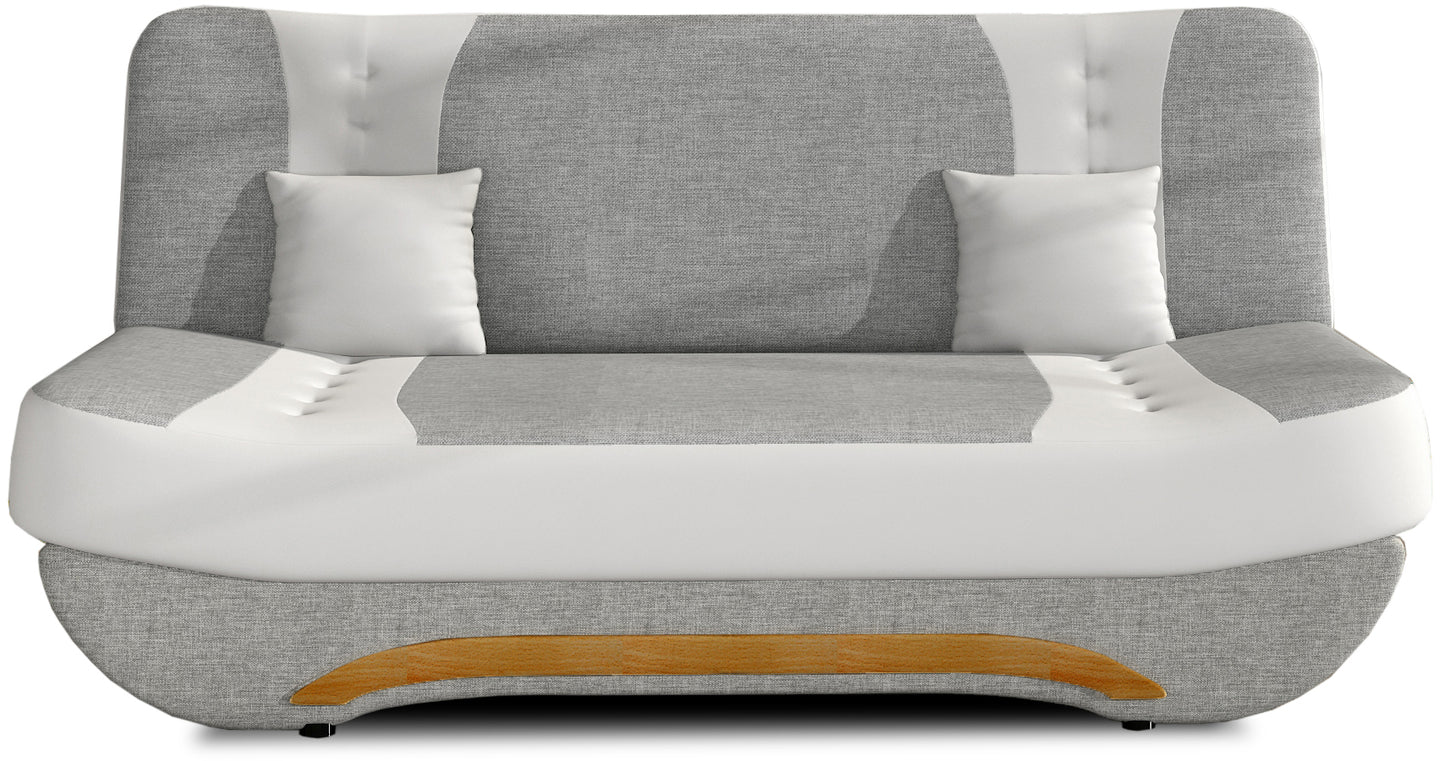 Wersalka rozkładana Ewa II, tkanina Sawana 21 szary z wstawkami Soft 17 biały – widok frontu