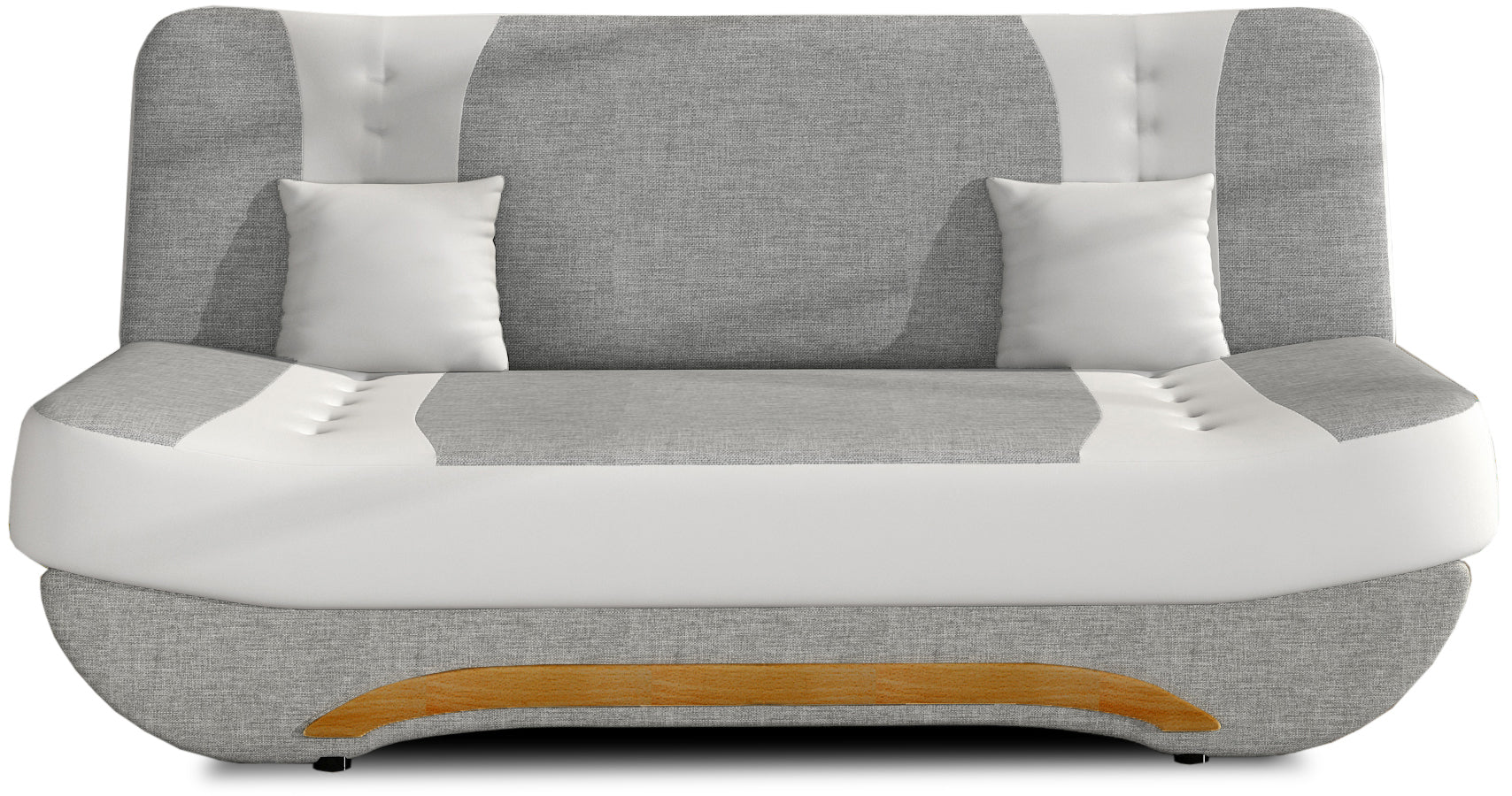 Wersalka rozkładana Ewa II, tkanina Sawana 21 szary z wstawkami Soft 17 biały – widok frontu