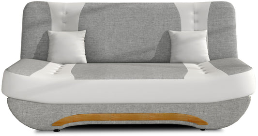 Wersalka rozkładana Ewa II, tkanina Sawana 21 szary z wstawkami Soft 17 biały – widok frontu