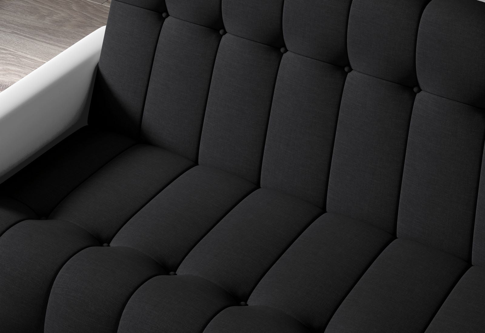 Garett – przeszycia siedziska, tapicerka Sawana 14 czarny / Soft 17 biały