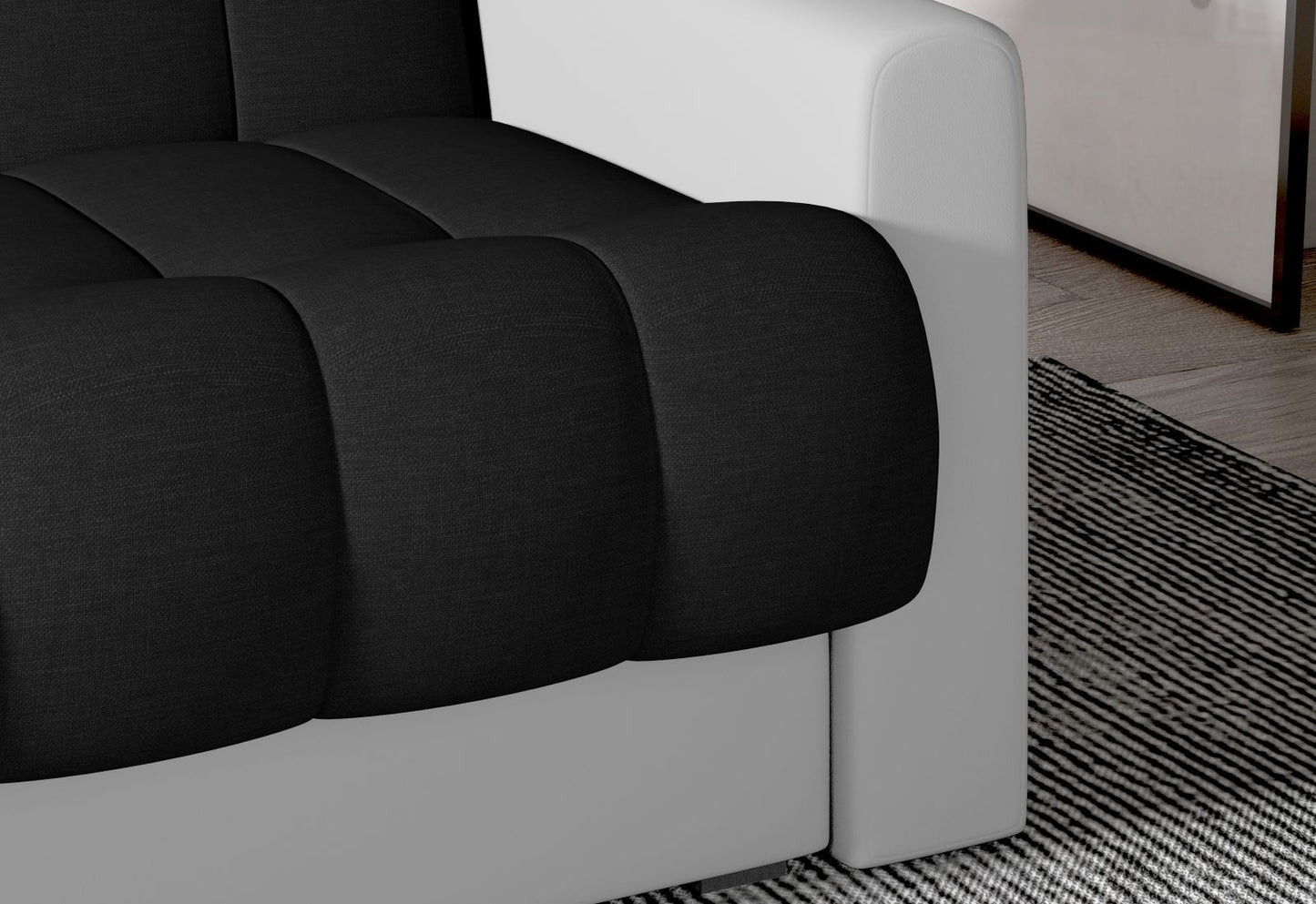 Wersalka Garett – rozłożona funkcja spania, Sawana 14 czarny / Soft 17 biały