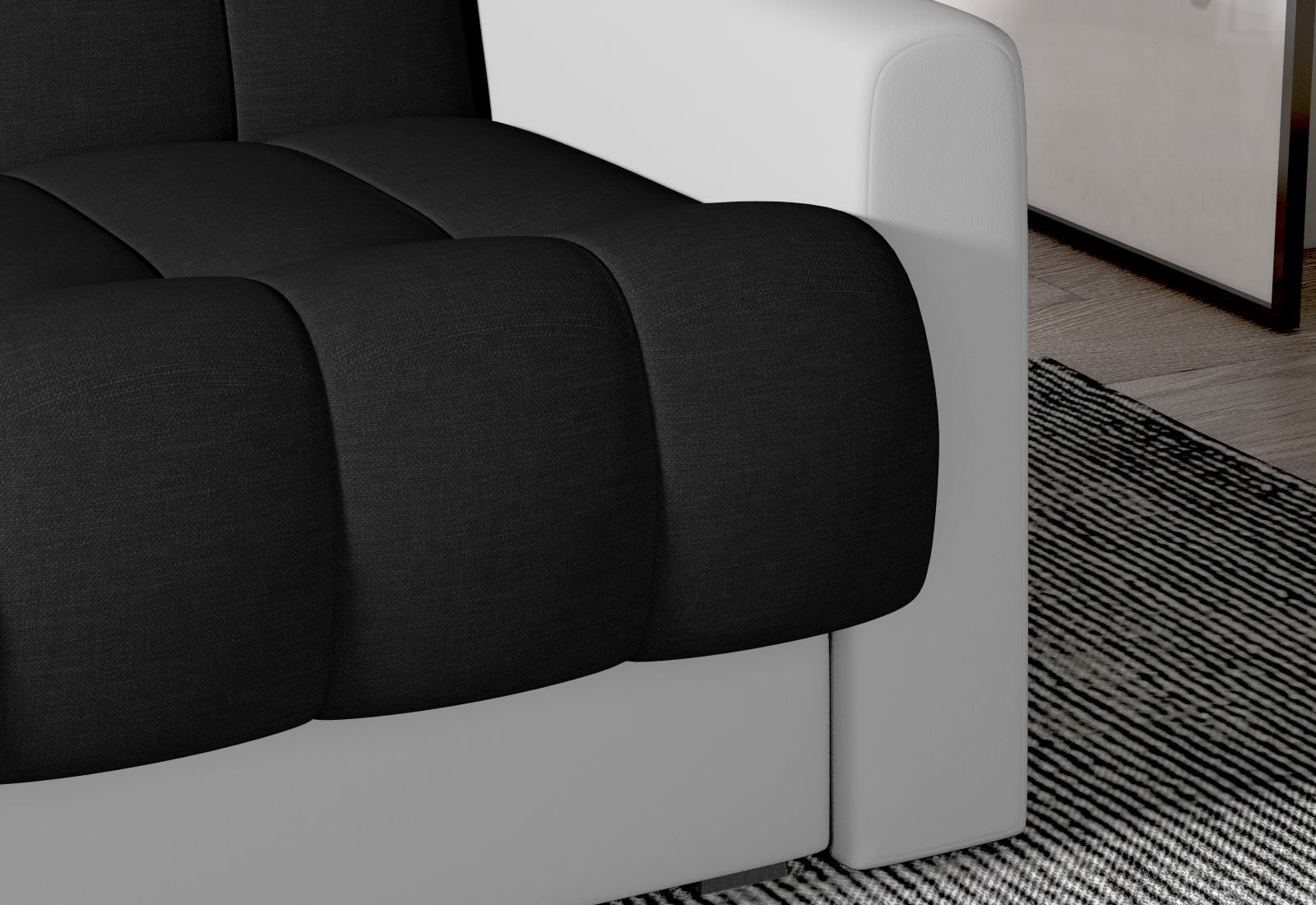 Wersalka Garett – rozłożona funkcja spania, Sawana 14 czarny / Soft 17 biały