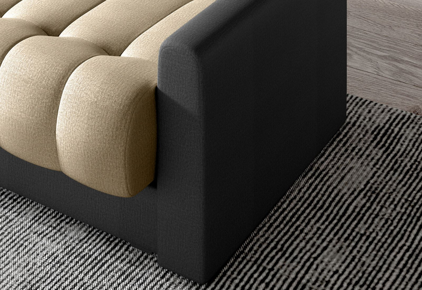 Wersalka Garett, profil boczny — Monolith 09 z ciemnoszarymi bokami Monolith 97