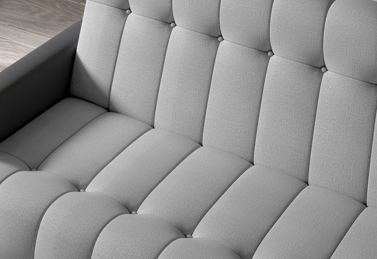 Zbliżenie podłokietnika — ciemnoszary Monolith 97 i kontrast z jasnym siedziskiem