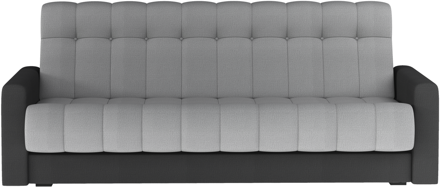 Wersalka Garett, przód — Monolith 85 szary z bokami Monolith 97 ciemnoszary, pikowane oparcie