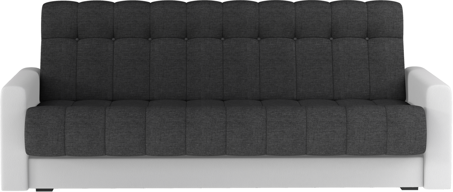 Wersalka Garett – przód, tkanina Sawana 05 ciemnoszary z bokami Soft 17 białymi, ujęcie frontalne