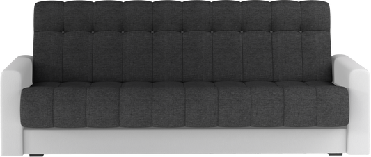 Wersalka Garett – przód, tkanina Sawana 05 ciemnoszary z bokami Soft 17 białymi, ujęcie frontalne