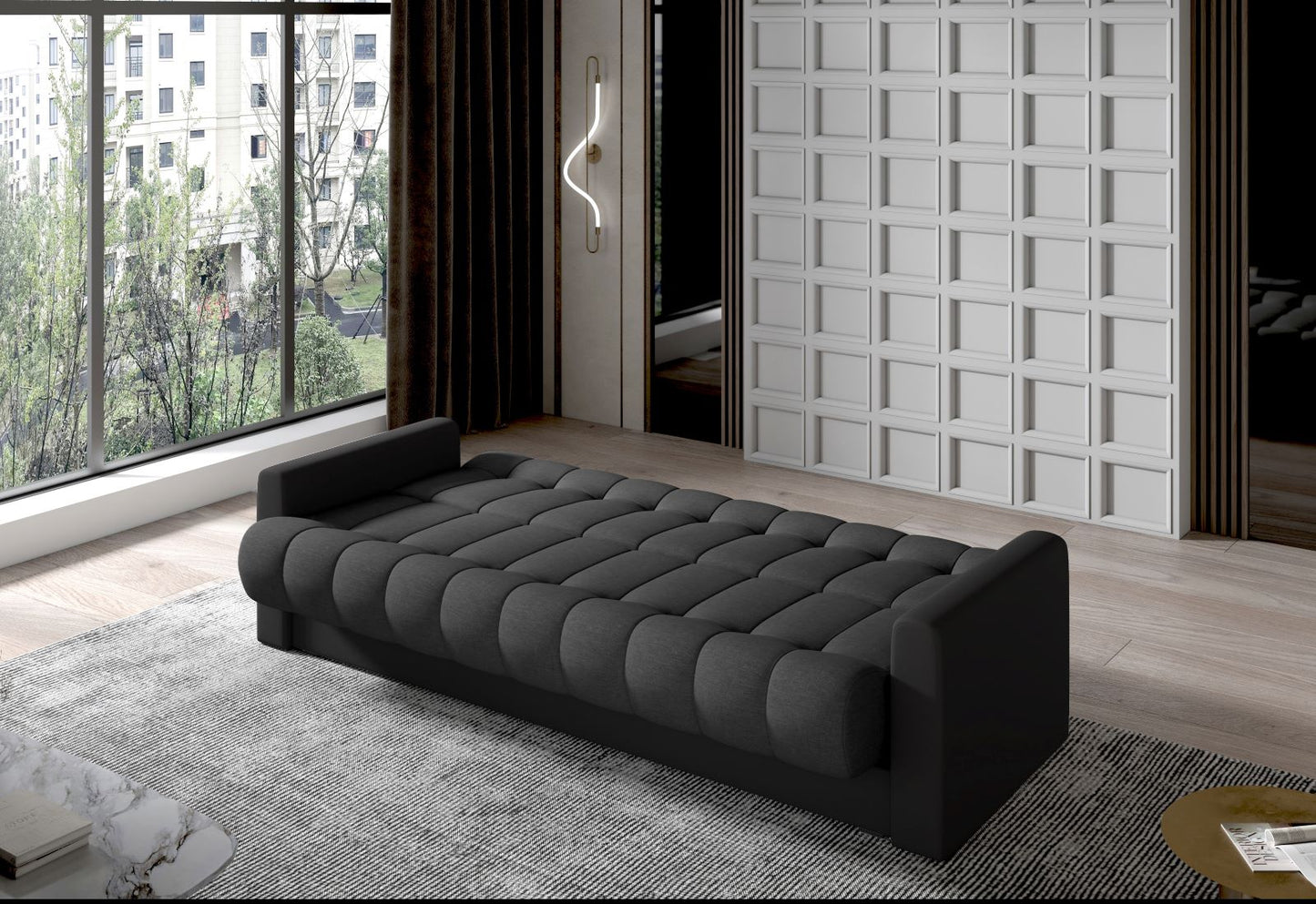 Garett – zbliżenie siedziska, pikowanie i miękka struktura tkaniny