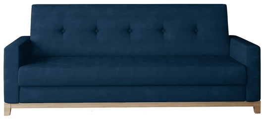 Wersalka Selene w kolorze Kronos 09 granatowy z drewnianymi nóżkami o prostym i eleganckim designie.