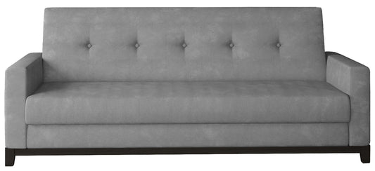 Wersalka Selene w kolorze Paros 05 jasnoszary z drewnianymi nóżkami w odcieniu orzech, o prostym i eleganckim designie.