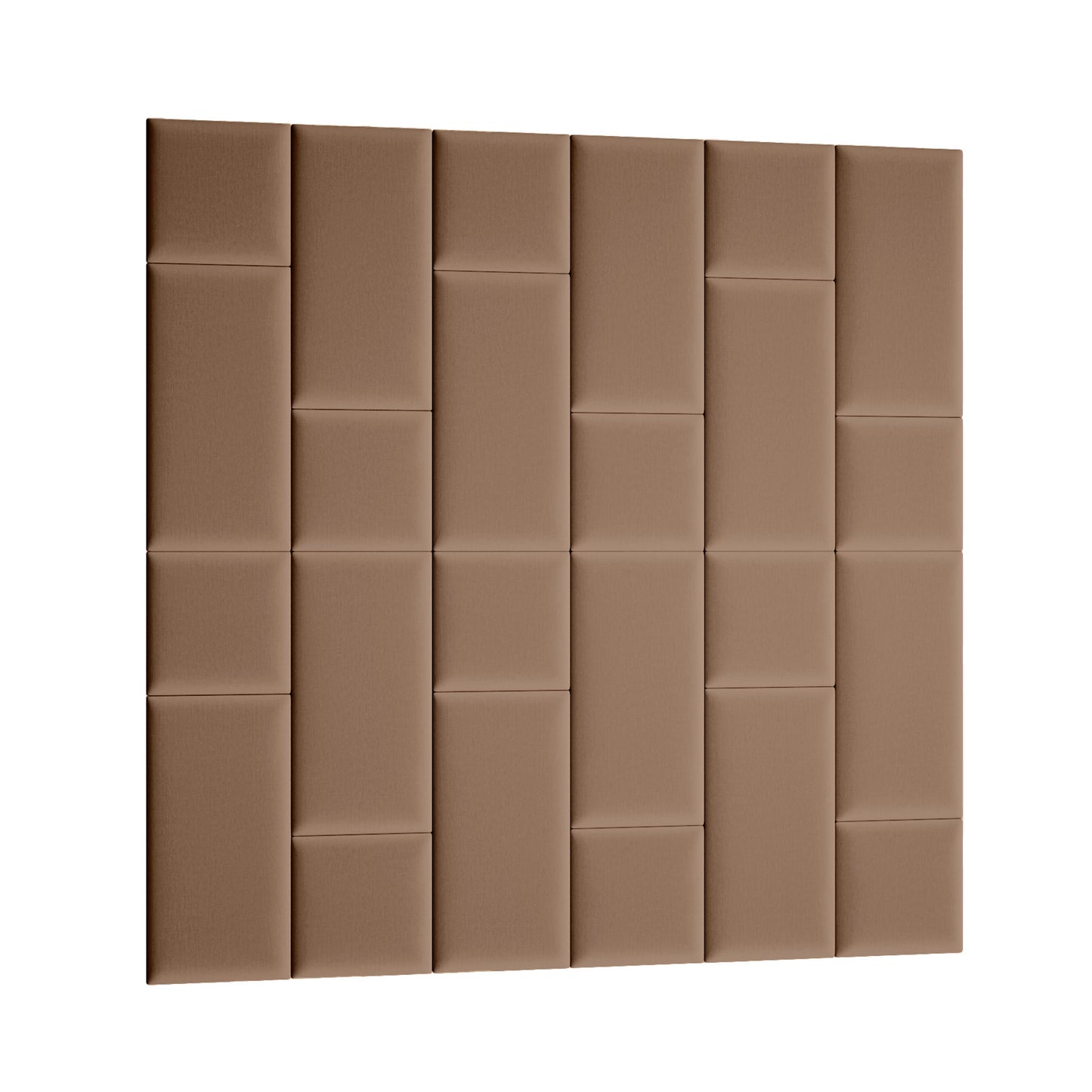 Prostokątny panel akustyczny Quadratta VII Monolith 09 w ciepłym jasnobrązowym odcieniu, z kwadratowymi modułami ułożonymi w czterech rzędach po pięć.