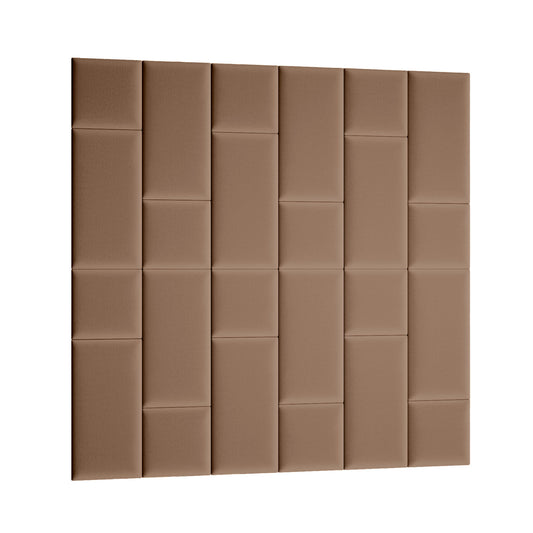 Prostokątny panel akustyczny Quadratta VII Monolith 09 w ciepłym jasnobrązowym odcieniu, z kwadratowymi modułami ułożonymi w czterech rzędach po pięć.