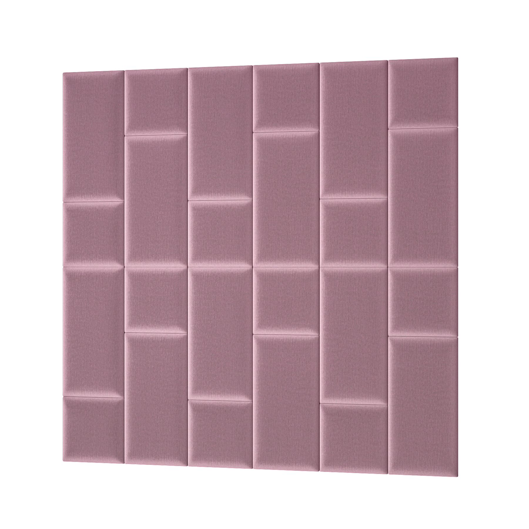 Prostokątny panel akustyczny Quadratta VII Monolith 63 w delikatnym różowym odcieniu, z pionowymi i poziomymi modułami tworzącymi regularny, geometryczny wzór.