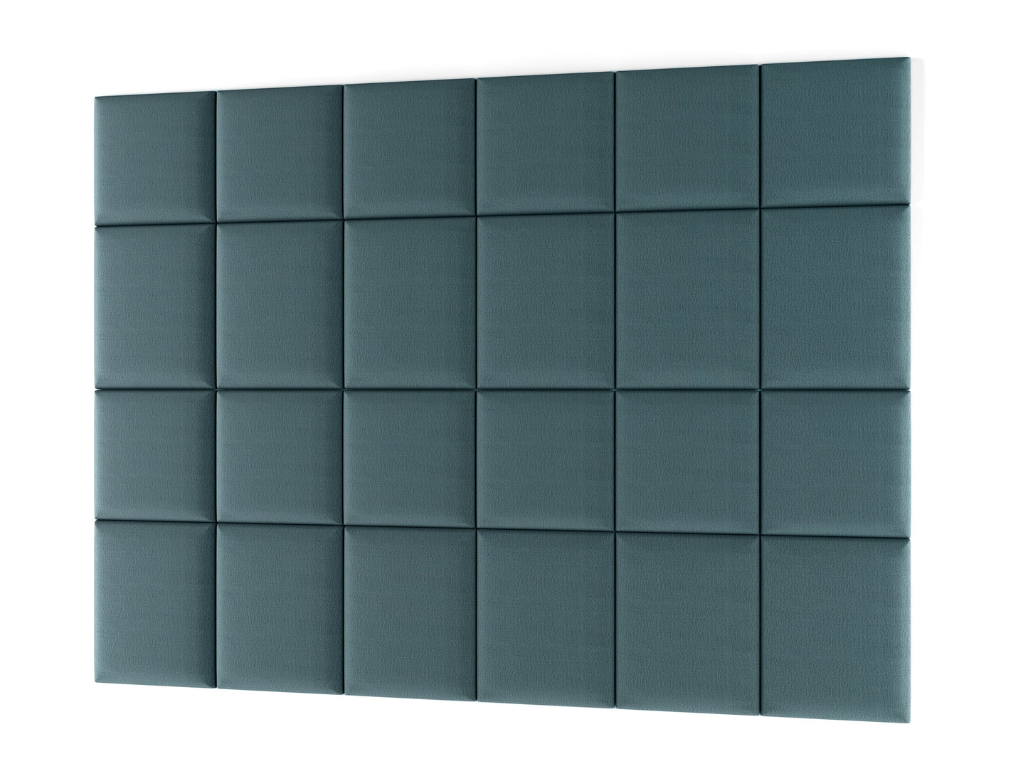 Zestaw dwudziestu paneli akustycznych Quadratta XI w kolorze Monolith 76 jasnoniebieski, ułożonych na białym tle w regularną siatkę 4 × 5.