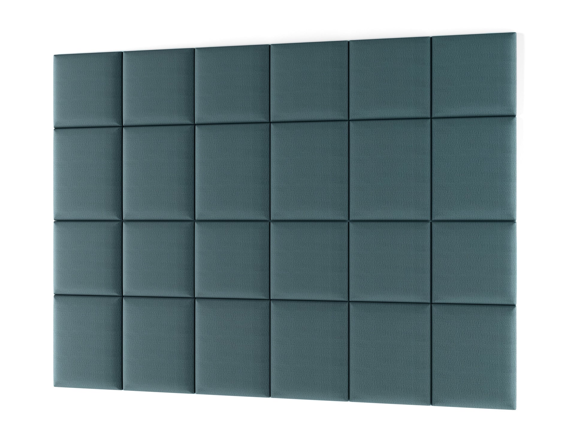 Zestaw dwudziestu paneli akustycznych Quadratta XI w kolorze Monolith 76 jasnoniebieski, ułożonych na białym tle w regularną siatkę 4 × 5.