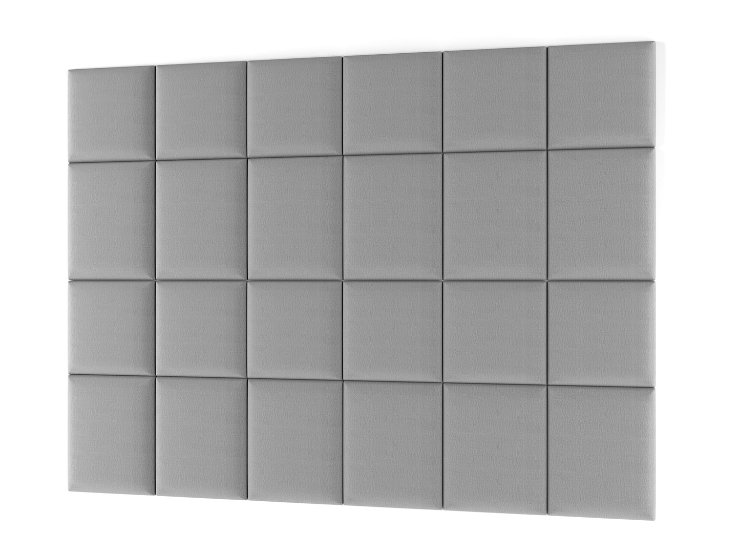 Zestaw dwudziestu paneli akustycznych Quadratta XI w kolorze Monolith 84 jasnoszary, ułożonych na białym tle w regularną siatkę 4 × 5.