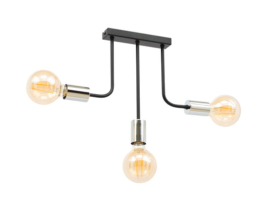 Żyrandol Indigeo 48x48 cm z trzema ramionami i dekoracyjnymi żarówkami w stylu loftowym.